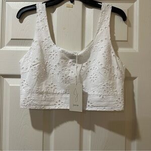 Joie 100% Cotton Eyelet White Crop Top Size Medium